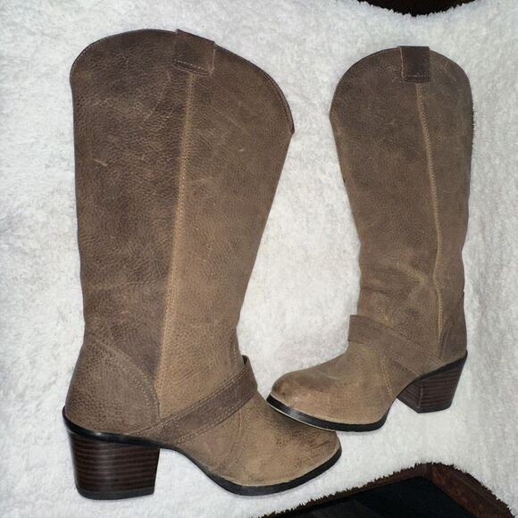 DURANGO WOMENS PHILLY TURN DOWN BOOTS BROWN / DENIM SIZE 6m - Picture 3 of 11